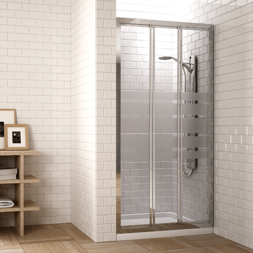 Mampara de ducha Frontal en cristal serigrafiado 2 puertas correderas