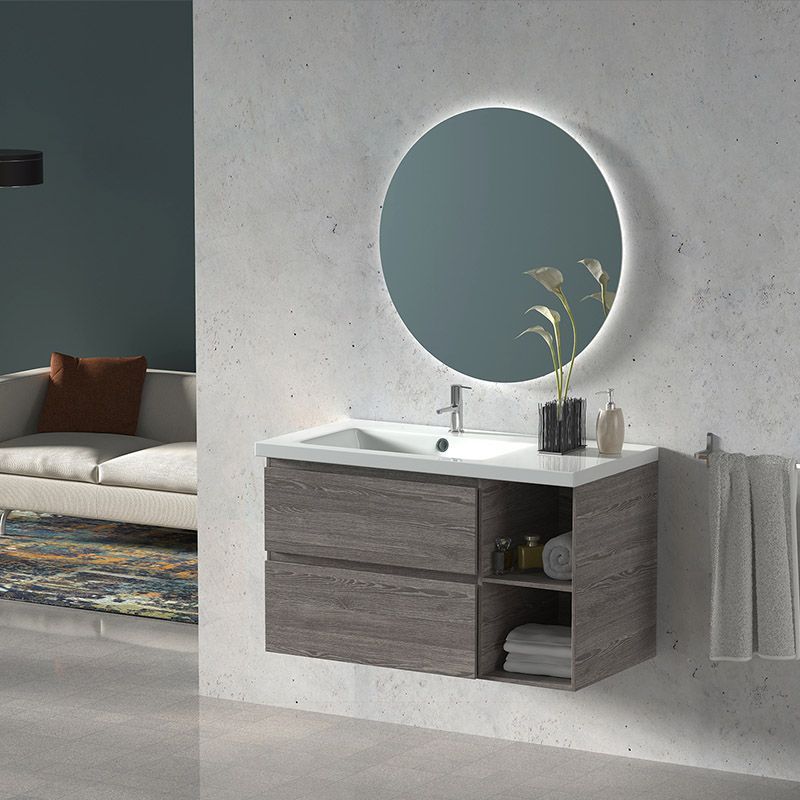 Conjunto de baño Mizar: Mueble, lavabo + espejo Sinatra 80 cm